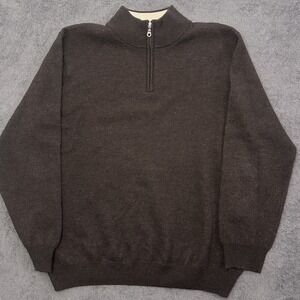 Giasone Wool 1/4 Zip Sweater Mens Size Medium BROWN Merino Pullover